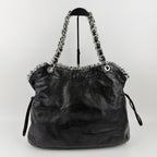 Chanel CC Logo Chain Shoulder Bag Black Leather Vintage — view 5