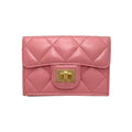 Chanel Trifold Wallet Small Flap Quilted Calfskin Pink
