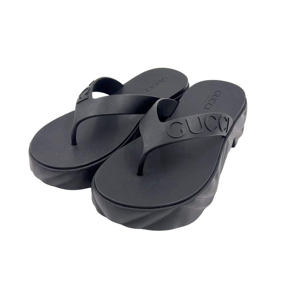 Gucci Thong Rubber Black Sandals