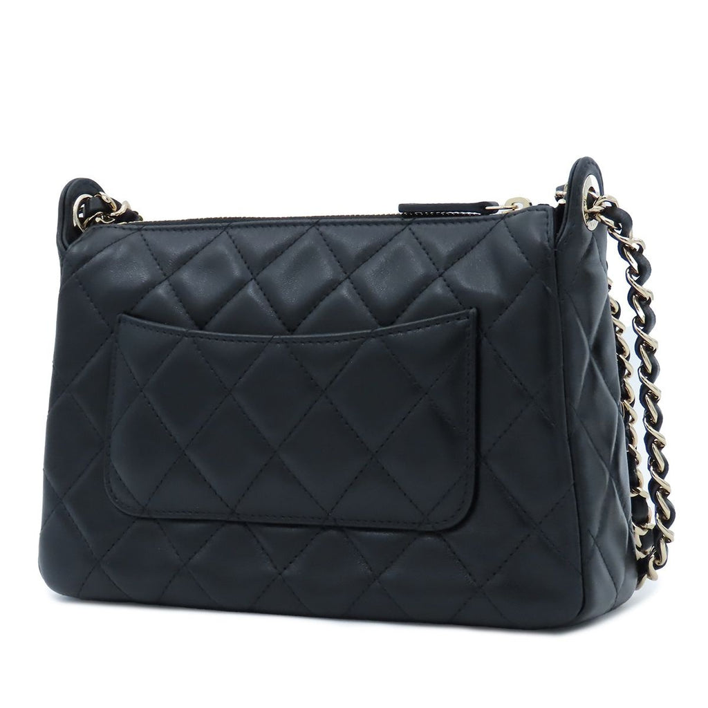 Chanel Chain Shoulder Bag Quilted Black Gold Lambskin — view 2