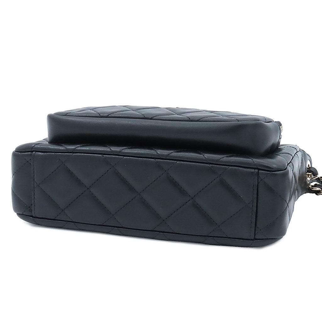 Chanel Chain Shoulder Bag Quilted Black Gold Lambskin — view 3