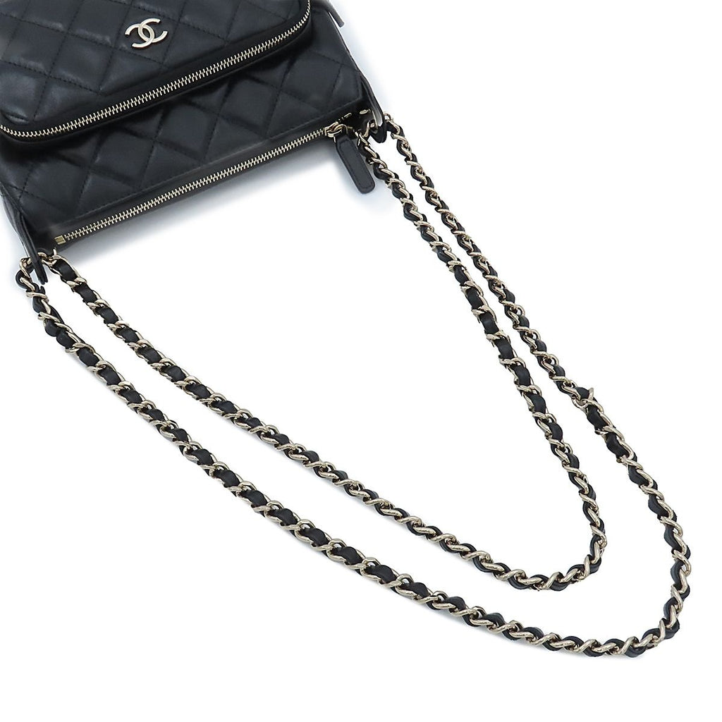 Chanel Chain Shoulder Bag Quilted Black Gold Lambskin — view 4