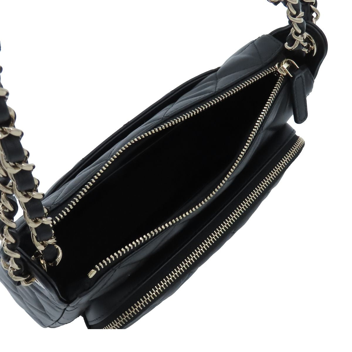 Chanel Chain Shoulder Bag Quilted Black Gold Lambskin — view 5
