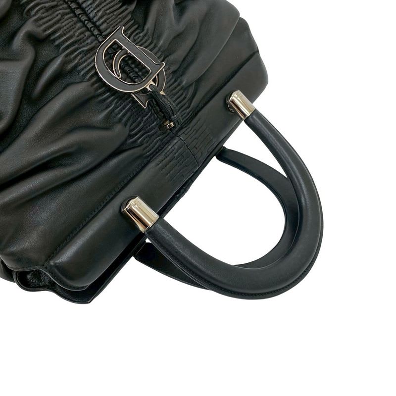 Christian Dior Karenina CD Logo Charm Hardware Leather Tote Black — view 5