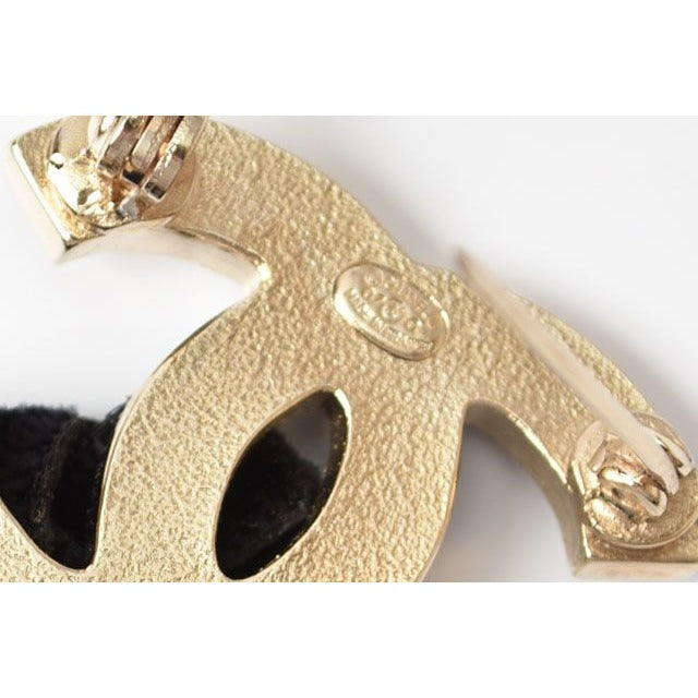 Chanel Brooch Pin Ribbon Motif Gold Black — view 3