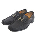 Hermes Constance H Logo Buckle Leather Loafers Shoes 39 Black Silver