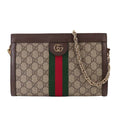 Gucci Ophidia GG Small Shoulder Bag Supreme Canvas Leather Beige Brown