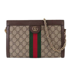 Gucci Ophidia GG Small Shoulder Bag Supreme Canvas Leather Beige Brown