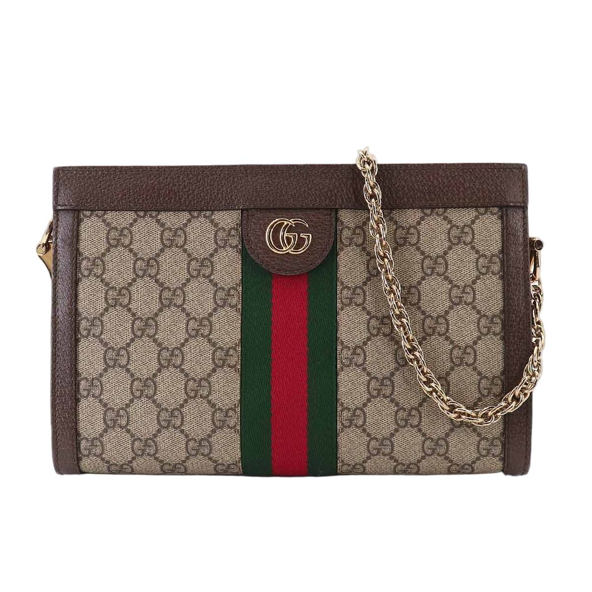 Gucci Ophidia GG Small Shoulder Bag Supreme Canvas Leather Beige Brown