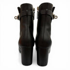 Hermes Saint Germain Silver Kelly Buckle Side Zip Leather Short Boots Black — view 4