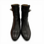Hermes Saint Germain Silver Kelly Buckle Side Zip Leather Short Boots Black — view 6