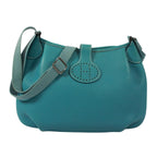 Hermes Rodeo de Taurillon Clemence Leather Blue Shoulder Bag Silver