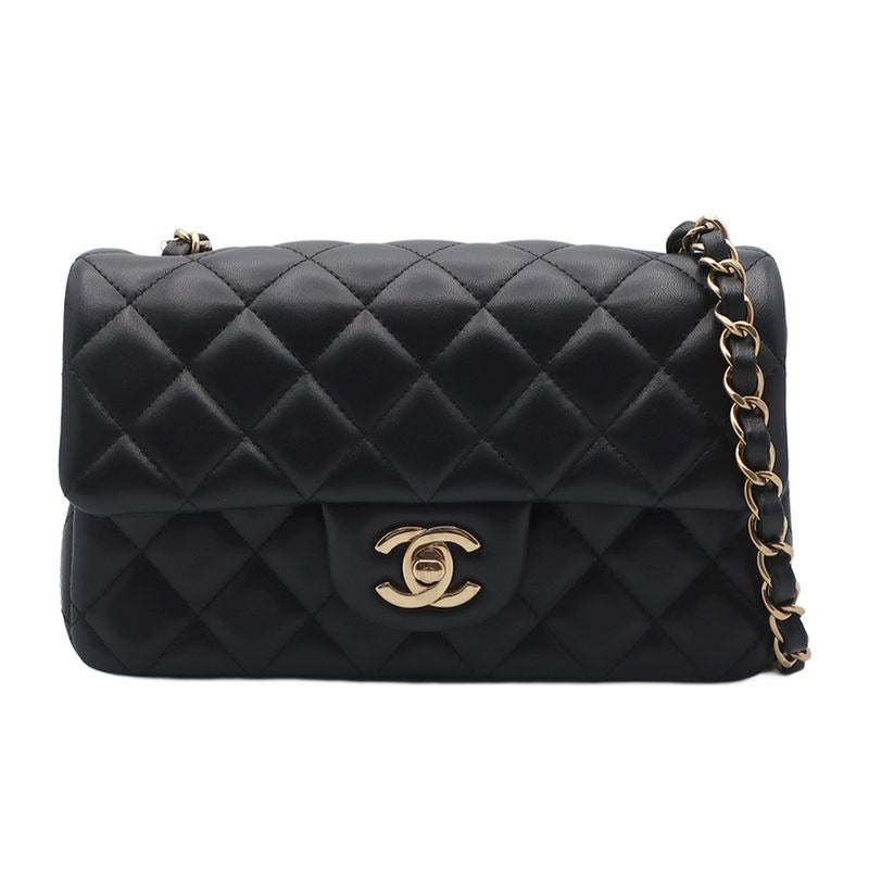 Chanel Mini Quilted Chain Shoulder Black Gold Hardware Single — view 2