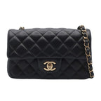 Chanel Mini Quilted Chain Shoulder Black Gold Hardware Single — view 2