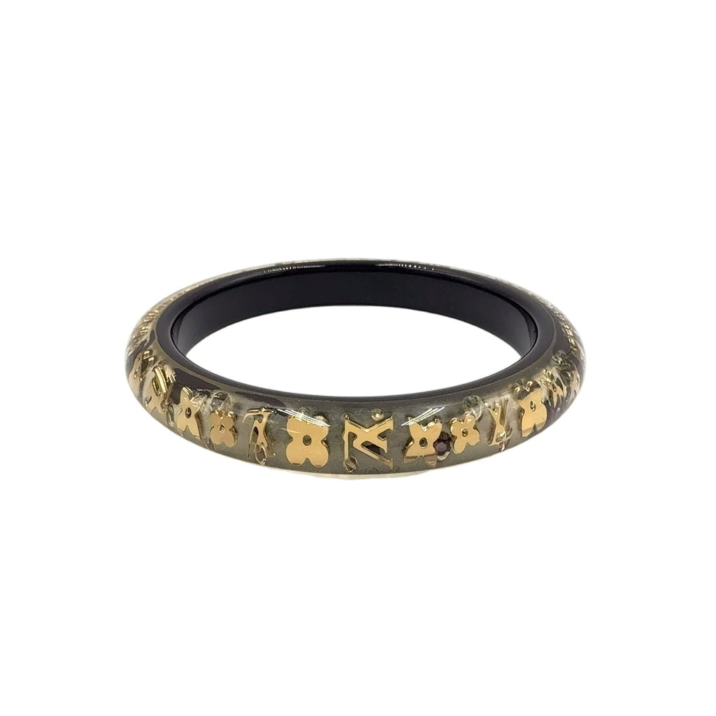 Louis Vuitton Bracelet Ankle John Color Stone Resin Clear Gold Black Bangle