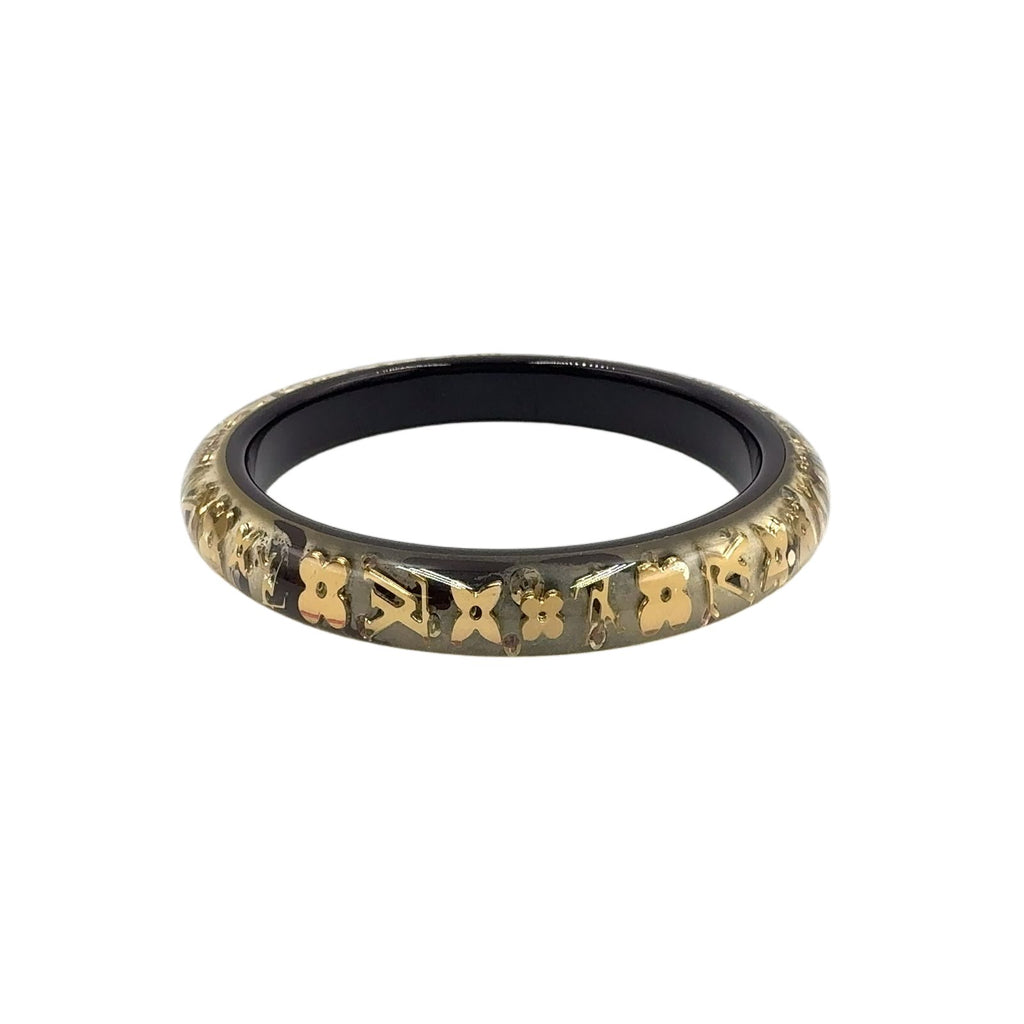 Louis Vuitton Bracelet Ankle John Color Stone Resin Clear Gold Black Bangle — view 2