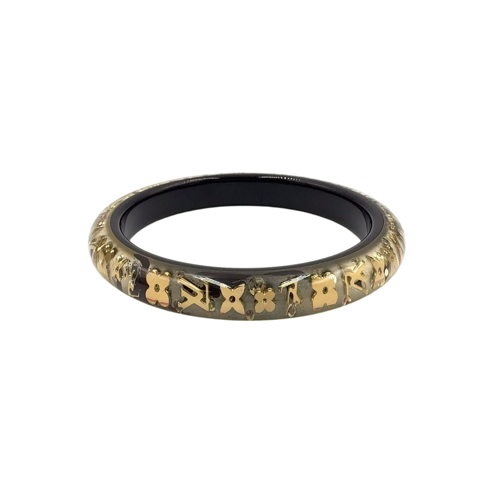 Louis Vuitton Bracelet Ankle John Color Stone Resin Clear Gold Black Bangle — view 2