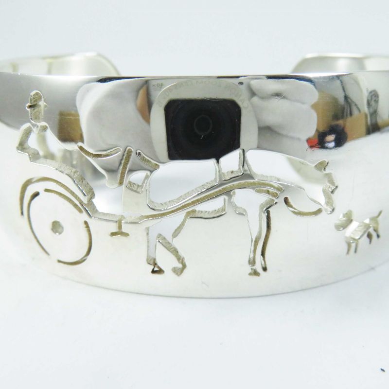 Hermes Vintage Carreche Carriage Dog Bracelet Bangle Silver — view 7
