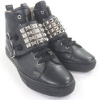Hermes Lennox Collier de Chien Lace Up Leather High Cut Sneakers Black 41.5 — view 2