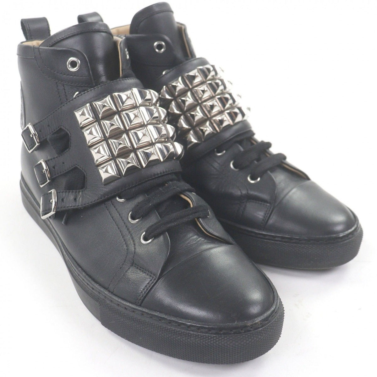 Hermes Lennox Collier de Chien Lace Up Leather High Cut Sneakers Black 41.5 — view 2