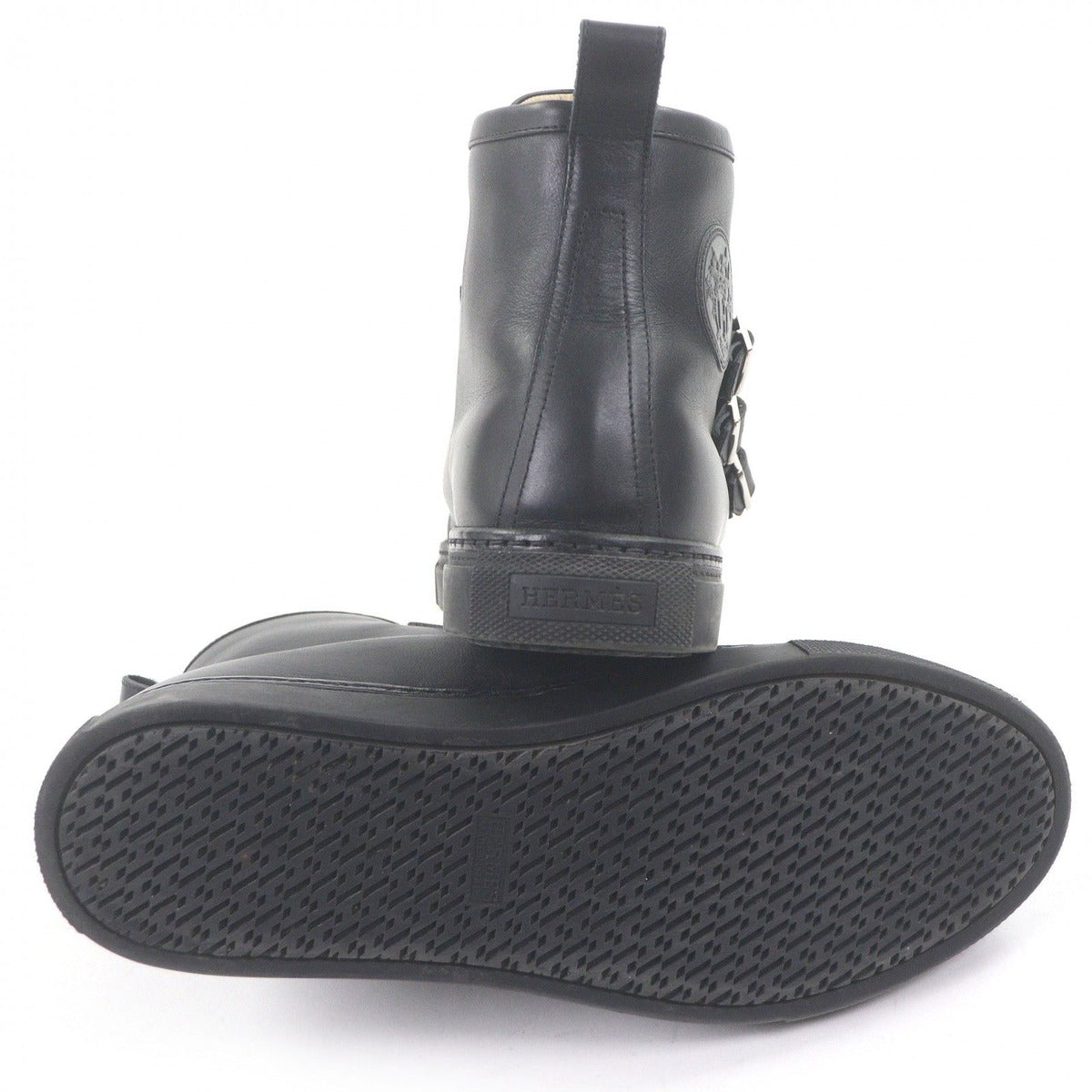 Hermes Lennox Collier de Chien Lace Up Leather High Cut Sneakers Black 41.5 — view 4