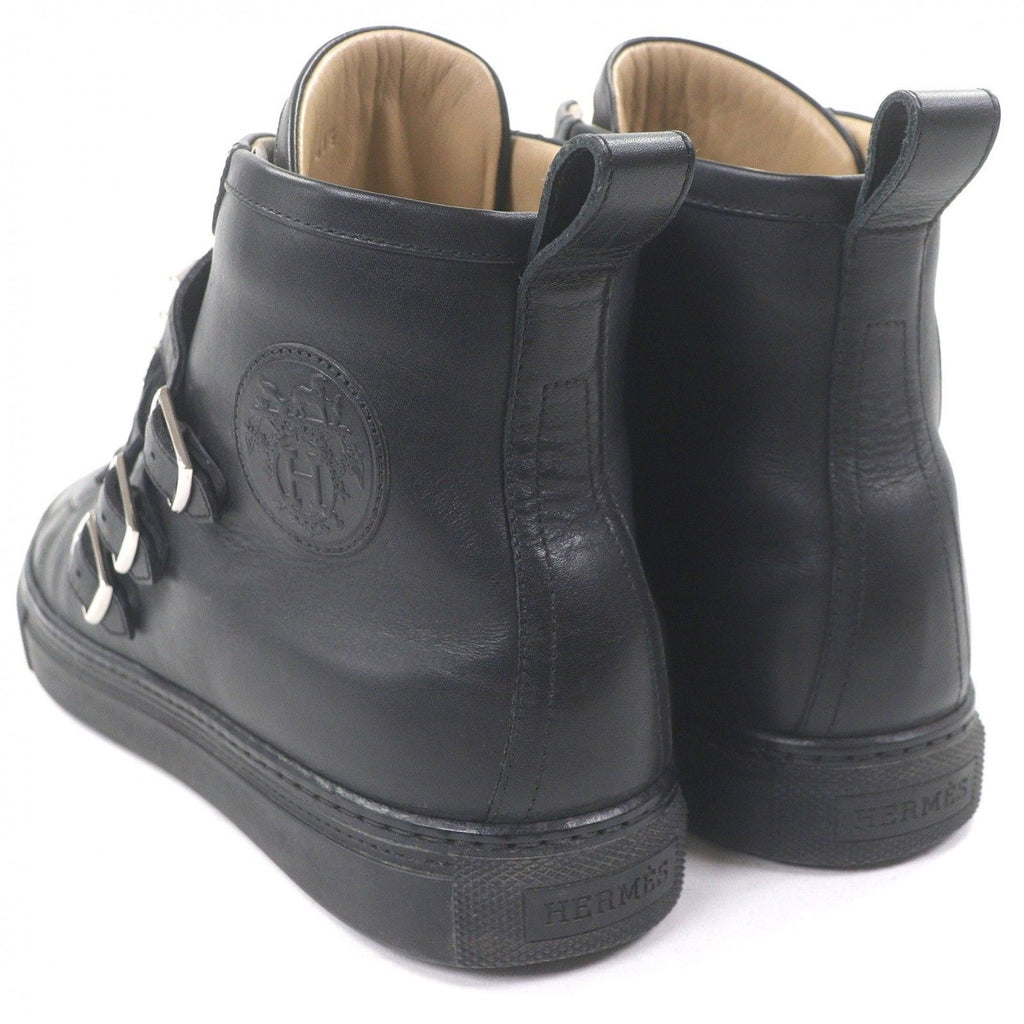 Hermes Lennox Collier de Chien Lace Up Leather High Cut Sneakers Black 41.5 — view 5