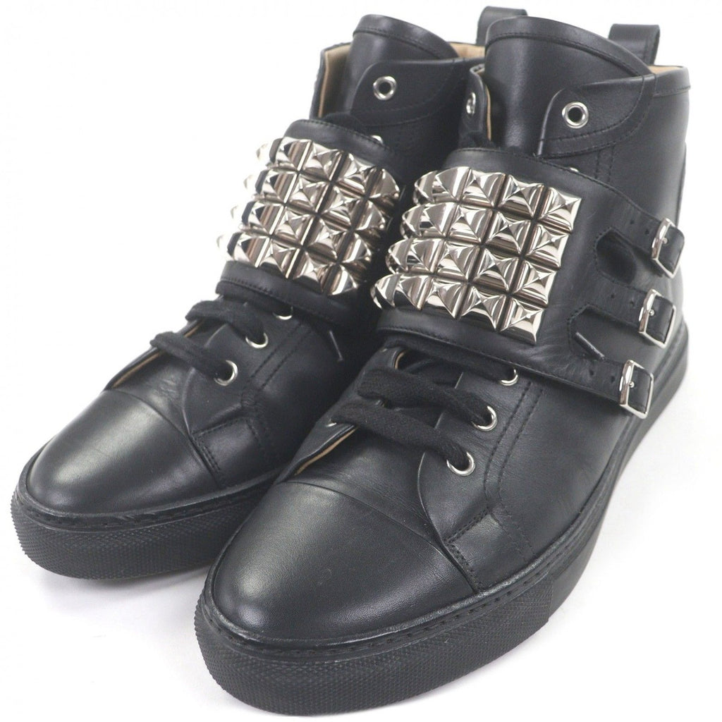 Hermes Lennox Collier de Chien Lace Up Leather High Cut Sneakers Black 41.5