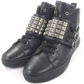 Hermes Lennox Collier de Chien Lace Up Leather High Cut Sneakers Black 41.5