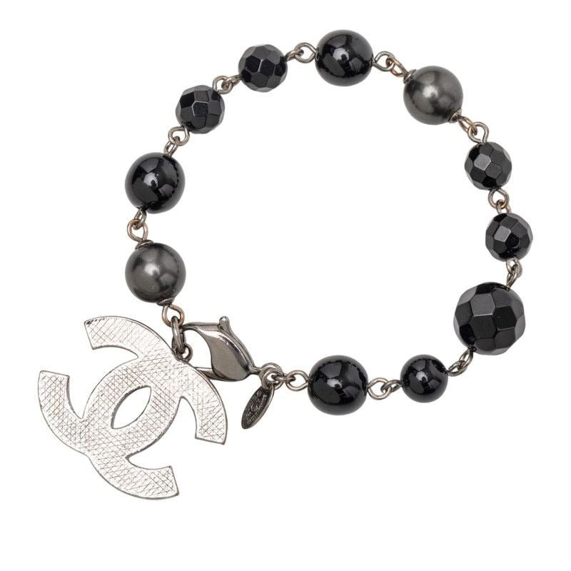 Chanel CC Logo Black Faux Pearl Beads