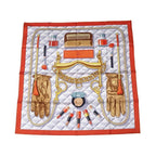 Hermes Carre 90 Scarf Beaute Composee 100% Silk Orange Brown