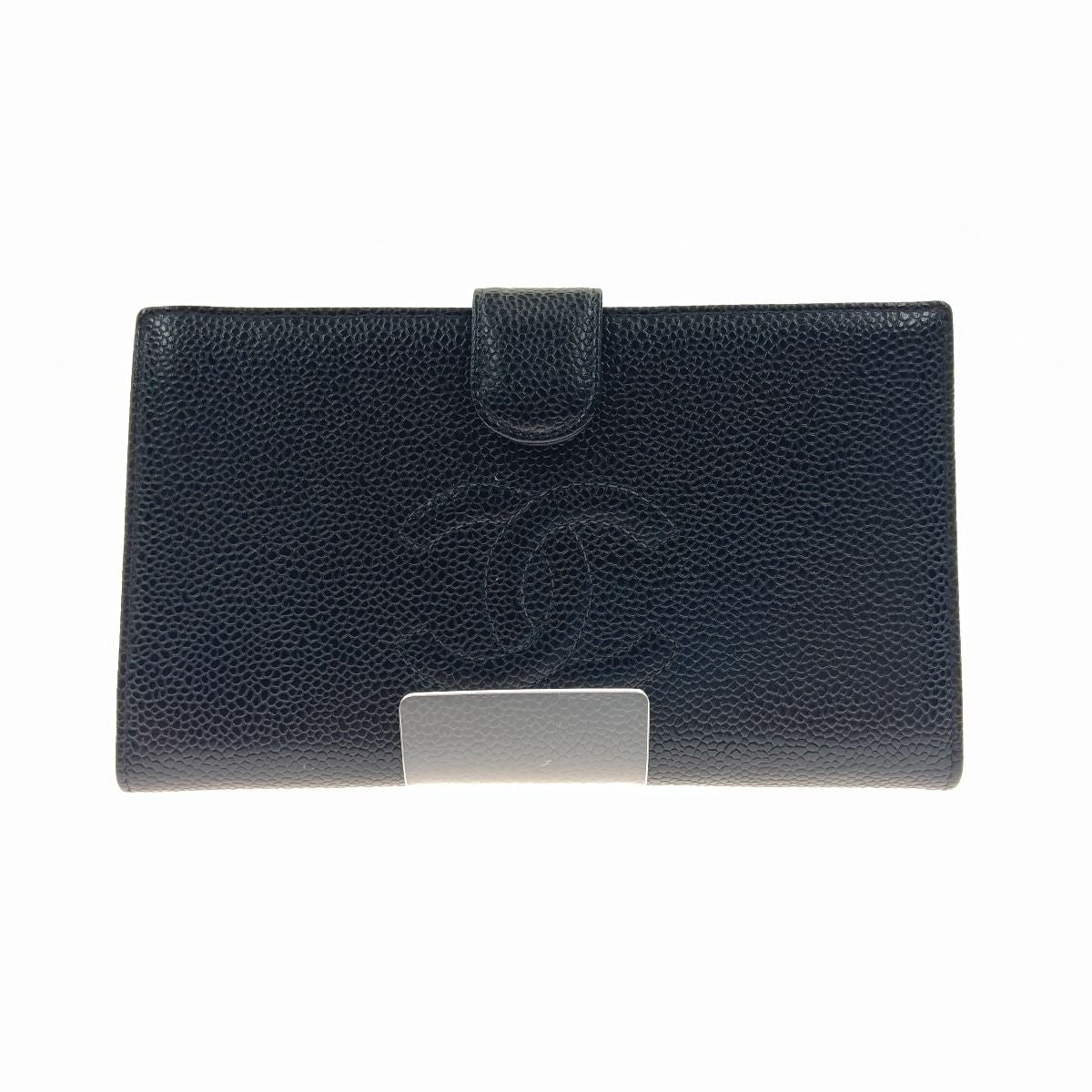 Chanel Caviar Leather Coco Mark Long Wallet Black