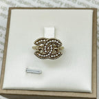 Chanel Light Togo CC Logo Pearl Decorative Ring