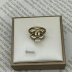 Chanel Light Togo CC Logo Pearl Decorative Ring