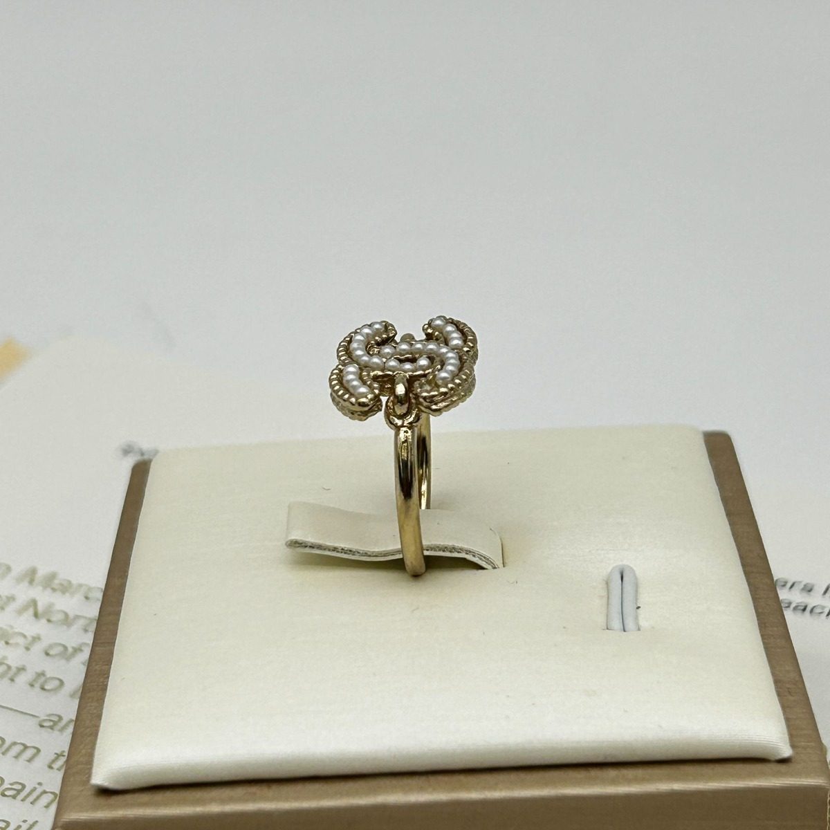 Chanel Light Togo CC Logo Pearl Decorative Ring