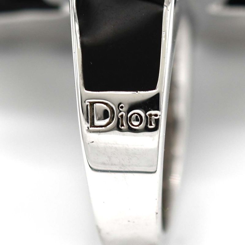 Christian Dior Ring Rhinestone Ribbon 11.5 Black Silver Color 33.6 — view 8