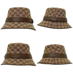Gucci Bucket Hat Fedora Hat Beige Brown GG Marmont Hat S Canvas Leather
