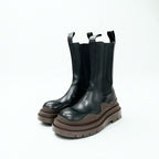 Bottega Veneta Tire Boots Short Shoes Leather Black Brown Chelsea