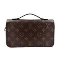 Louis Vuitton Zippy XL Monogram Macassar Leather Brown Black Zip Around Wallet