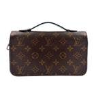 Louis Vuitton Zippy XL Monogram Macassar Leather Brown Black Zip Around Wallet