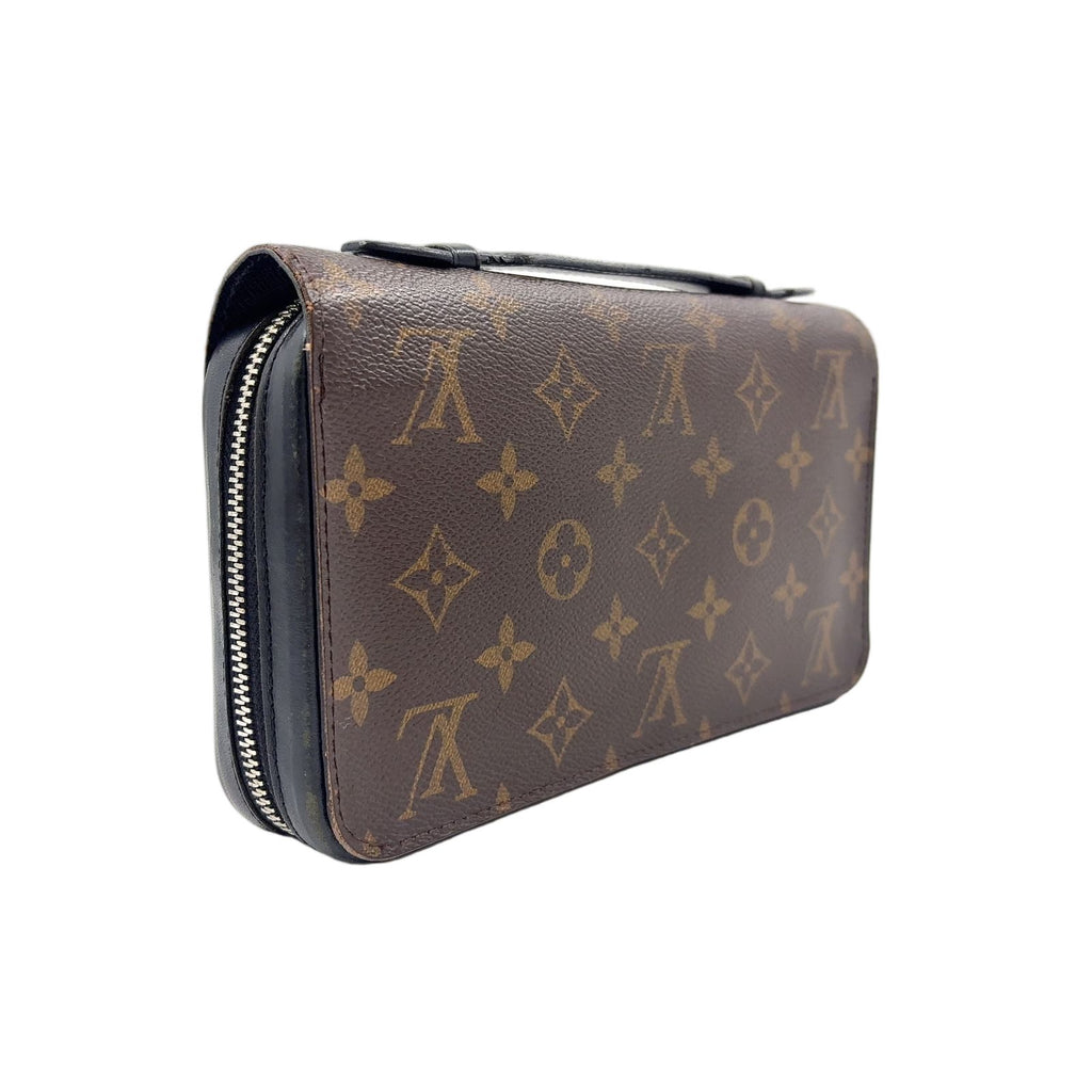 Louis Vuitton Zippy XL Monogram Macassar Leather Brown Black Zip Around Wallet — view 2