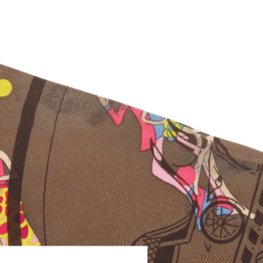 Hermes Twilly Brown Multicolor Silk Ex-libris Parisienne Scarf — view 6