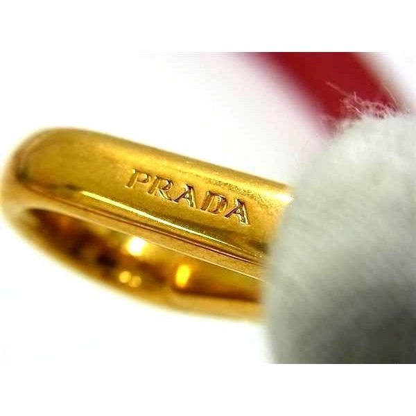 Prada Leather Back Shoulder Strap Belt Crossbody Red Gold — view 4
