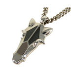 Hermes Destrier Pendant Silver Metal Buffalo Horn Necklace