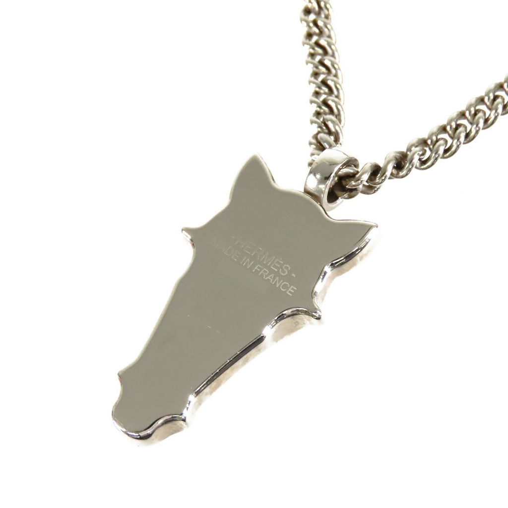 Hermes Destrier Pendant Silver Metal Buffalo Horn Necklace — view 2