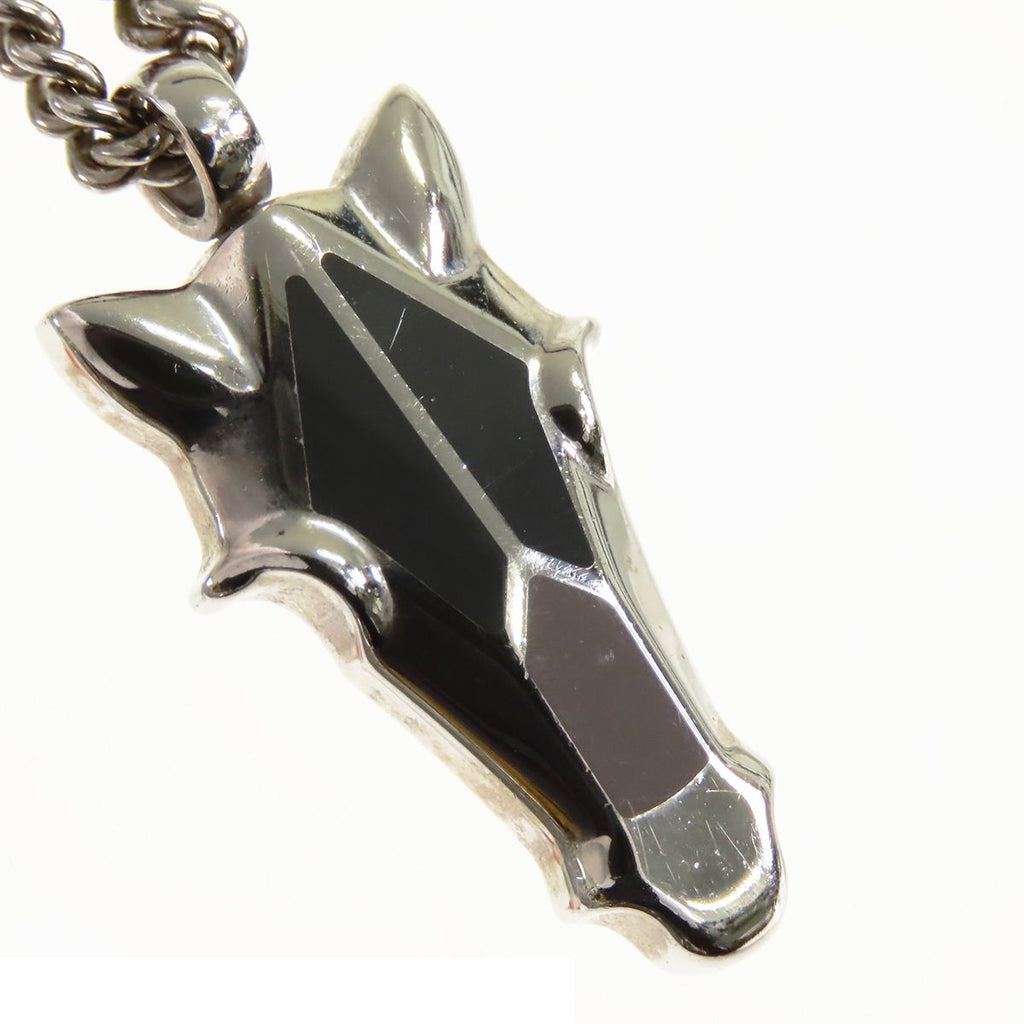 Hermes Destrier Pendant Silver Metal Buffalo Horn Necklace — view 4
