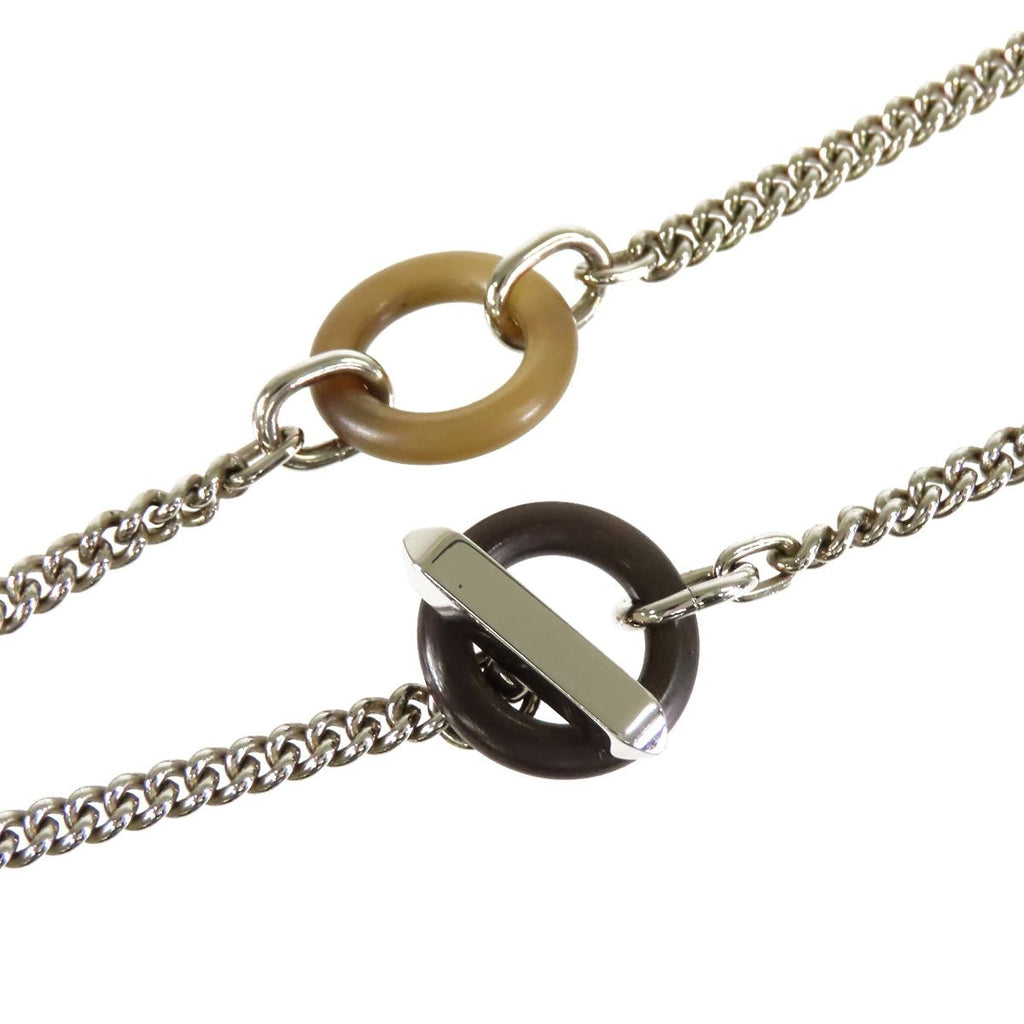 Hermes Destrier Pendant Silver Metal Buffalo Horn Necklace — view 5