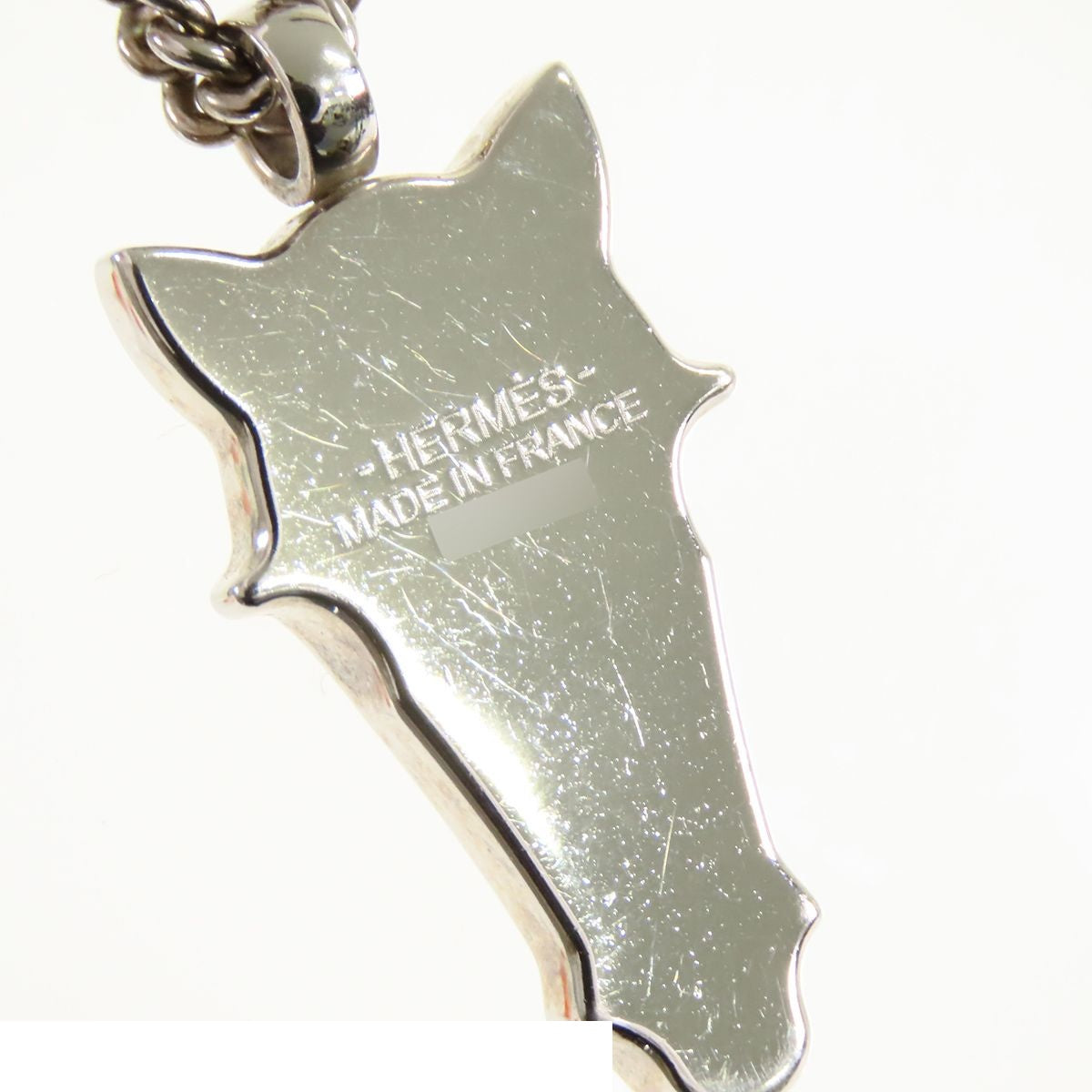 Hermes Destrier Pendant Silver Metal Buffalo Horn Necklace — view 6