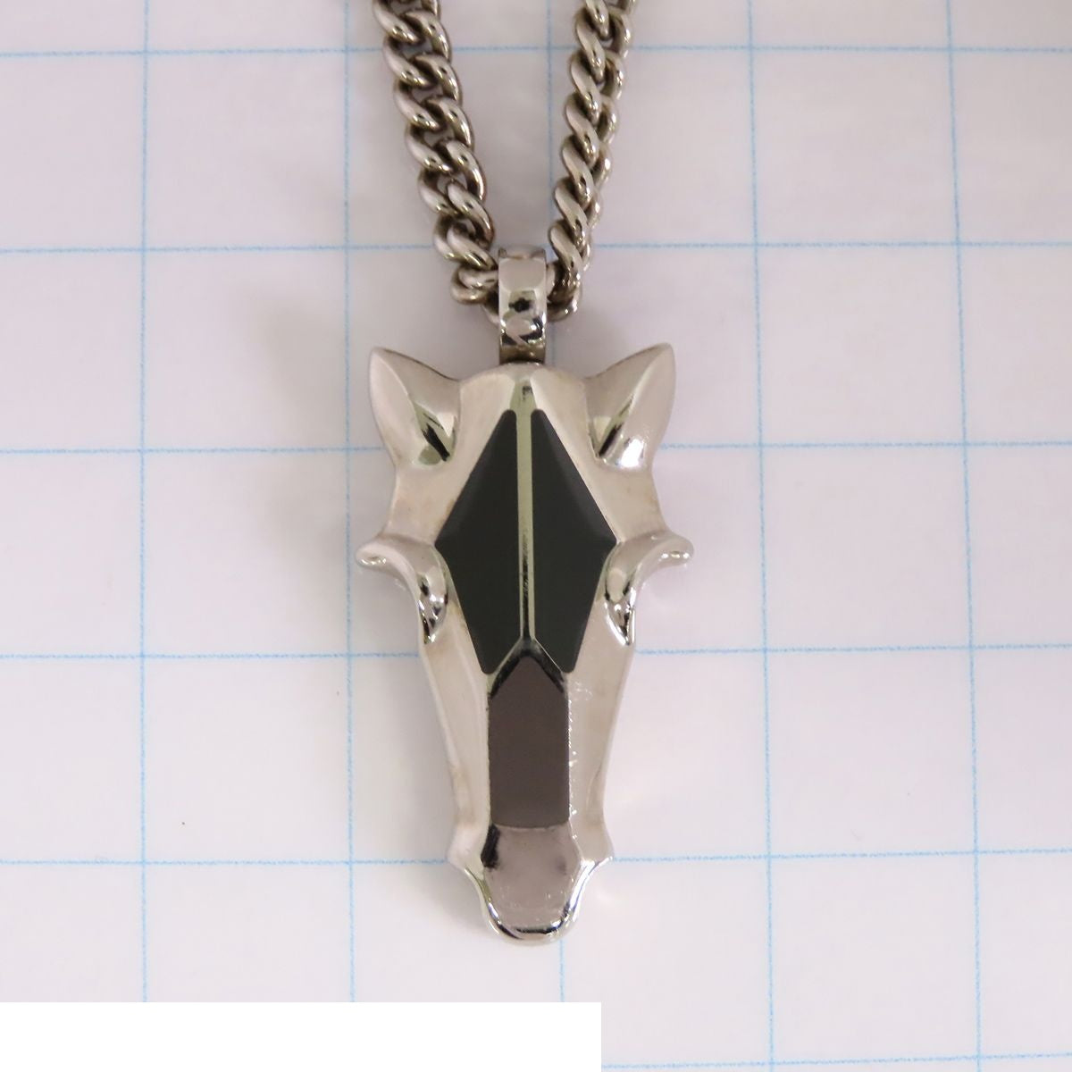 Hermes Destrier Pendant Silver Metal Buffalo Horn Necklace — view 8