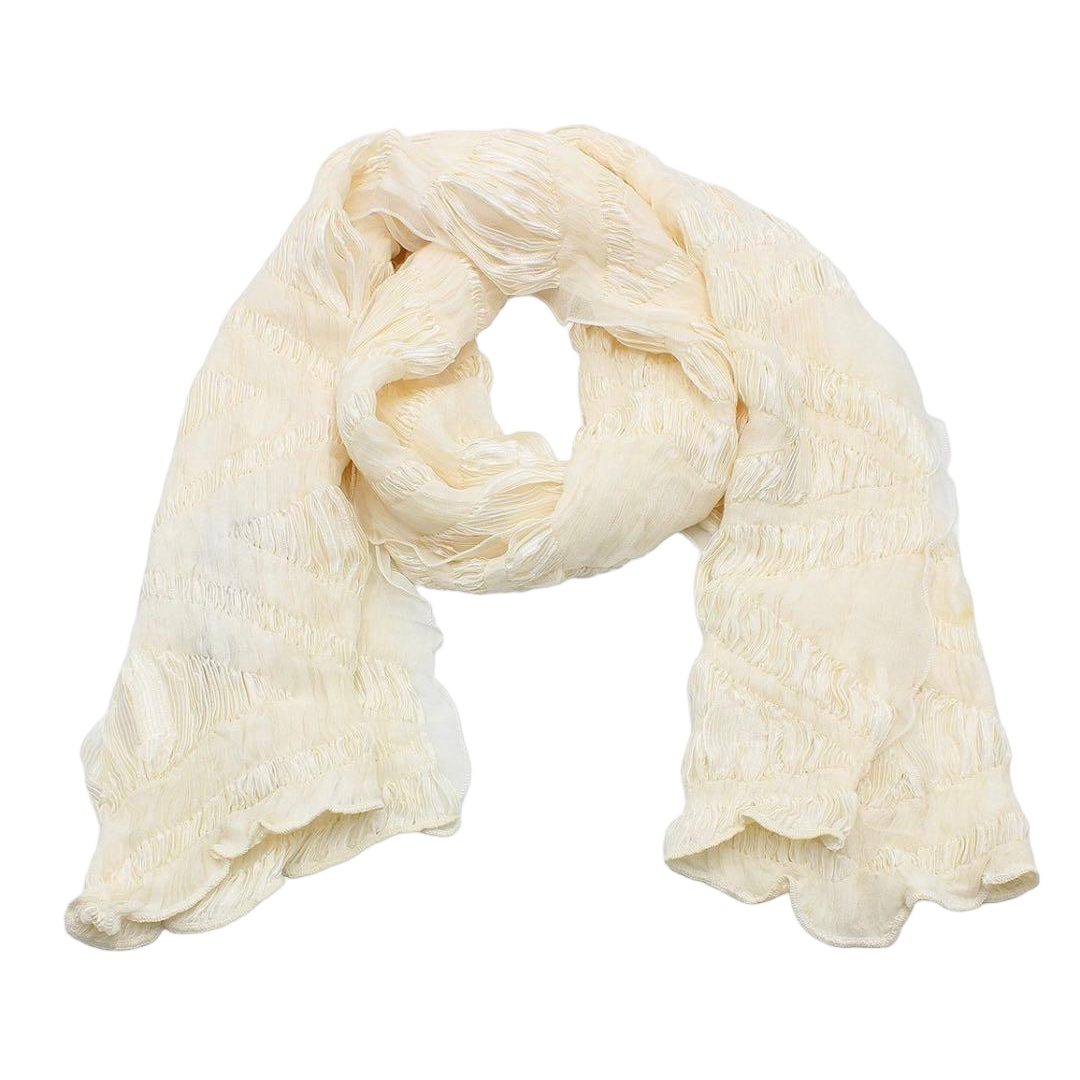 Gucci Silk Shawl Scarf Pleated Ivory
