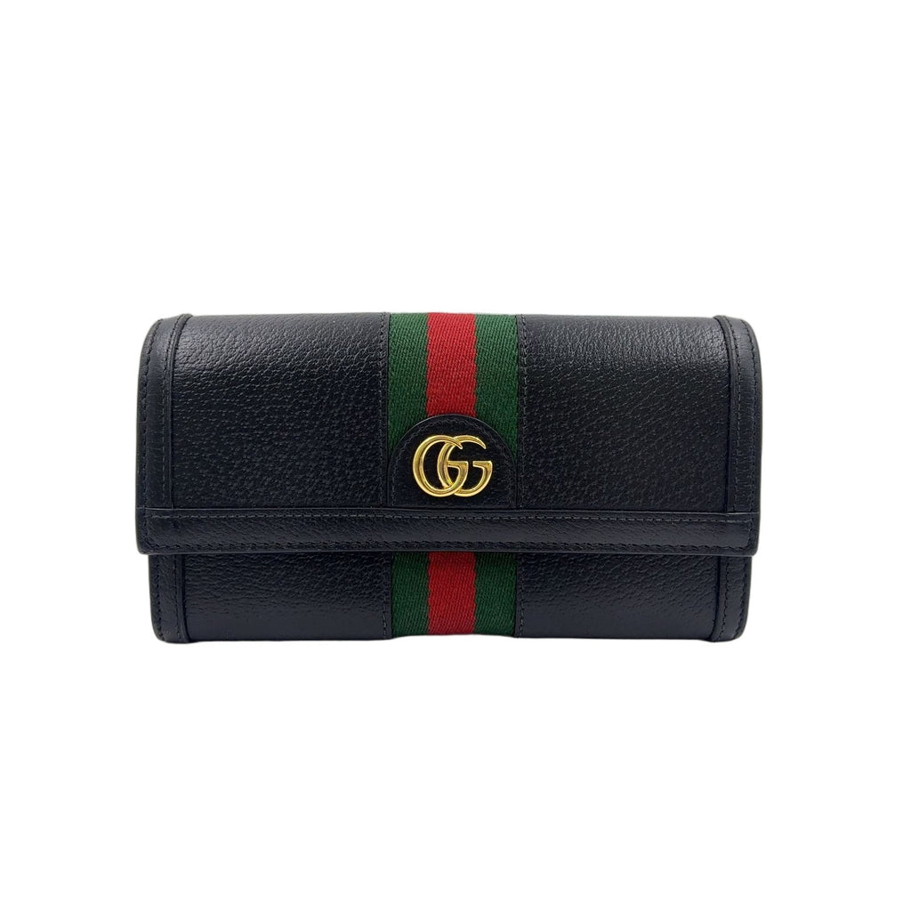 Gucci Ophidia Continental Wallet Leather Green Black Red Gold